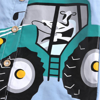 Boys Lapel Long Sleeve Cartoon Car Printed Shirt Boys Clothes Wholesale