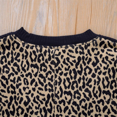 Girls Long Sleeve Leopard Printed T-Shirts Wholesale Girl Clothing