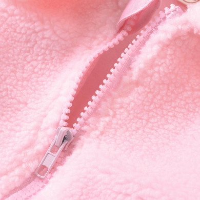 Girls Solid Color Lapel Long Sleeve Furry Zipper Jacket Wholesale Clothing For Girls