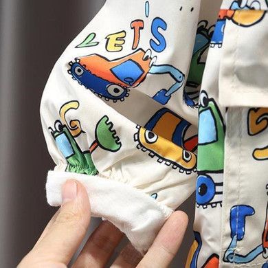 Boys Cartoon Car Hooded Zipper Jacket Baby Boy Wholesale Clothing