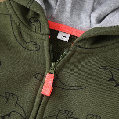 Baby Boys Dinosaur Zipper Long Sleeve Hooded Jacket Boy Clothes Wholesale