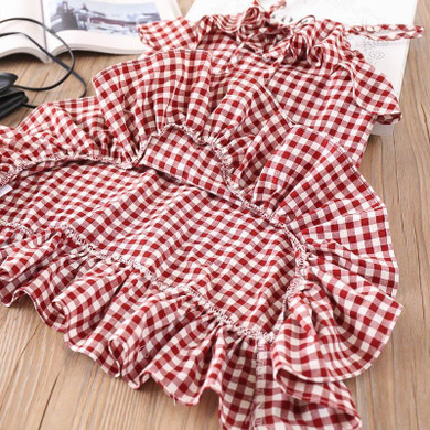 Girls Plaid Skirt Ruffled Hem Suspender Skirt Girls Plaid Skirt Ruffled Hem Suspender Skirt