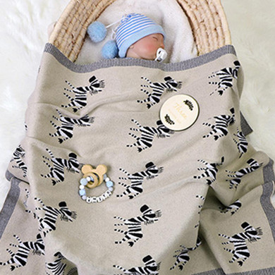 Baby Cartoon Zebra Printed Cotton Baby Blankets Wholesale