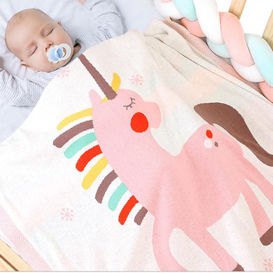 Baby Cute Unicorn Cartoon Cotton Baby Blankets Wholesale