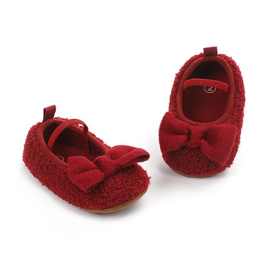 Baby Girls Bow Decor Slip On Flats