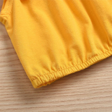 Baby Girls Solid Color Sleeveless Off Shoulder Top & Fruit Printed Suspender Skirt & Headband Baby Outfits