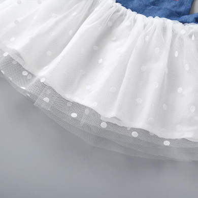 Baby Girls Solid Color Top & Mouse Print Suspender Mesh Skirt