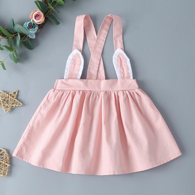 Baby Girls Cute Lapel Cat Print Tops & Suspender Skirt
