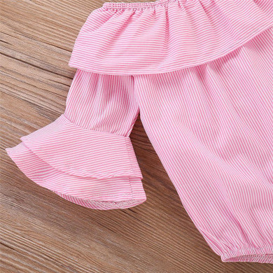 Baby Girls Ruffle Striped Romper & Ripped Pants
