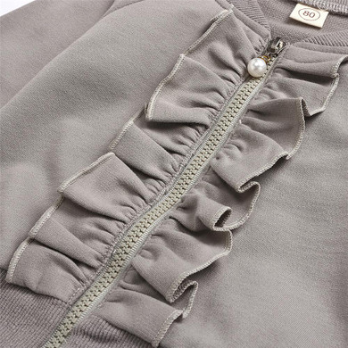 Girls Solid Color Long Sleeve Zipper Jacket & Pants & Headband Wholesale Baby