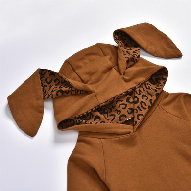 Girls Rabbit Leopard Printed Hooded Top & Pants Girls Clothing Wholesalers Girls Rabbit Leopard Printed Hooded Top & Pants Girls Clothing Wholesalers