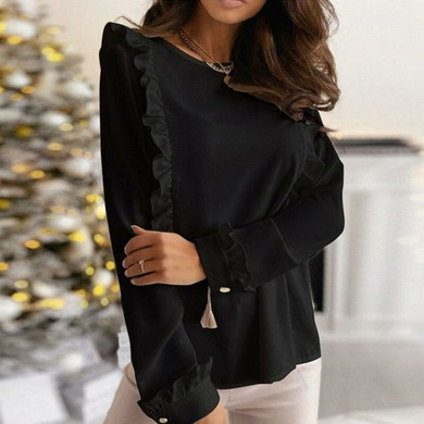 Double Ruffle Button Blouse Shirts
