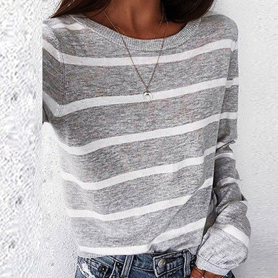 Spring Striped Print Patchwork Blouse Shirts