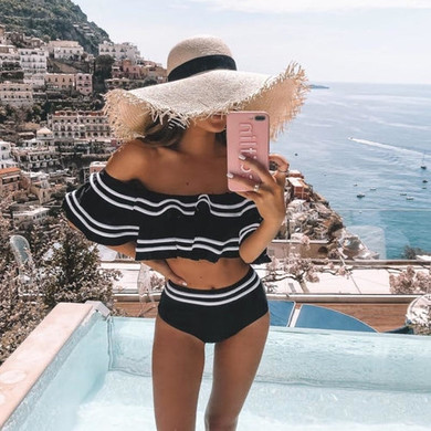 High Waist Sexy Off Shoulder Swimwear