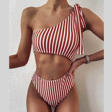Striped High Waist Swimwear