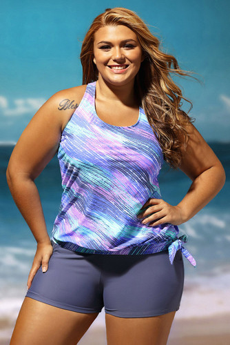 Blouson Tankini Swimsuit with Board Shorts