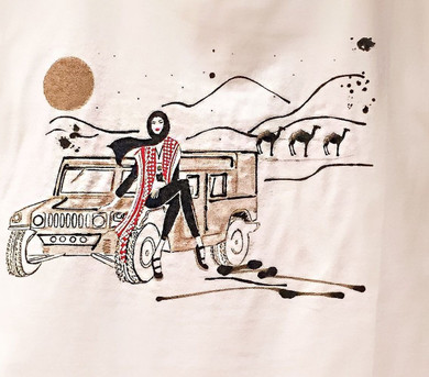 White Graphic "Desert Girl" Women's Tee