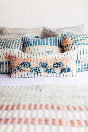 Barichara Pillow Indigo + Apricot