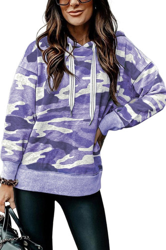 Women's Camo Print Drawstring Hoodie