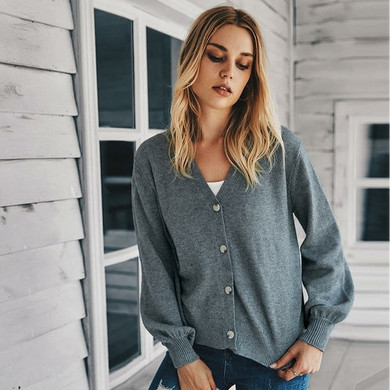 V-neck Knitted Cardigan Tops V-neck Knitted Cardigan Tops