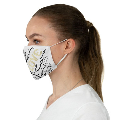 White LOVE Fabric Face Mask