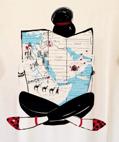 White Women's "Map Girl" Long Tunic Tee