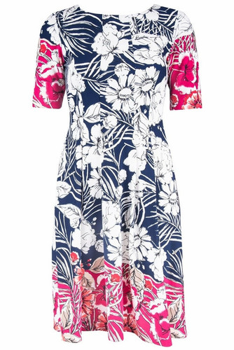 Floral Print Short sleeve Boat Neckline Dress