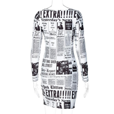 Vintage Print Long Sleeve Square Collar Sexy Mini Dress