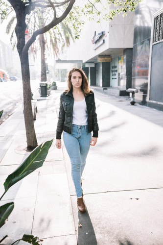 Women's Leather Bomber Jacket