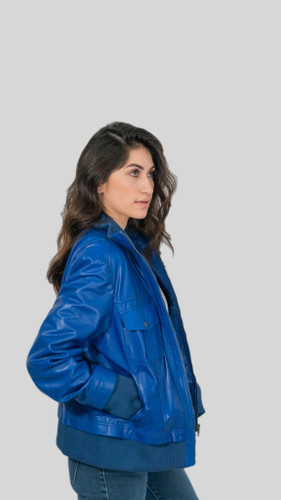 Womens Leather Bomber Jacket