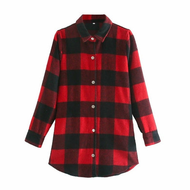 Single breasted Loose Plaid Jacket Coat