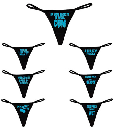 Thongs w/ Funny Blue Graphic Prase
