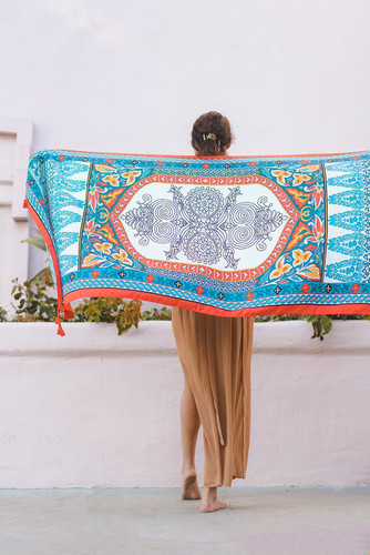 Blanket Scarf in Geometric Floral Print
