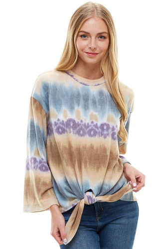 Tie Dye Effect Tie Front Top