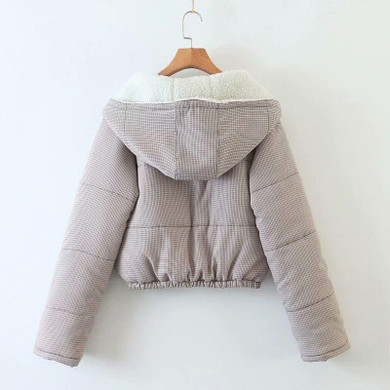 Plaid Hooded Puffer Jackets
