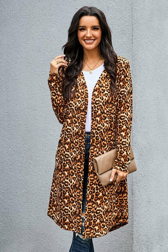 Leopard Print Long Cardigan