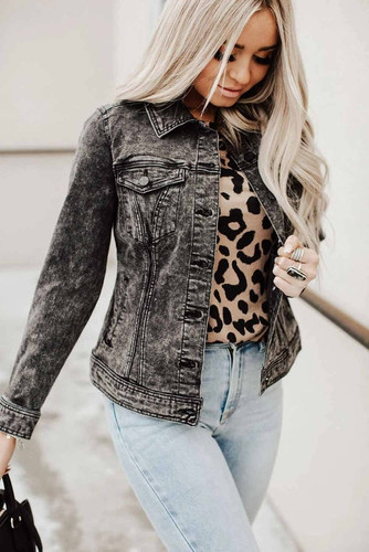 Wash Button Pocket Denim Jacket