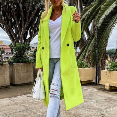 Elegant Turn-Down Collar Woolen Coat