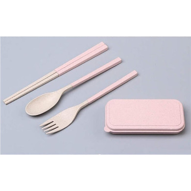 Outdoor Tableware (Fork/Spoon/Chopsticks) Camping Folding Pocket Kits Wheat straw environmental protection for hiking