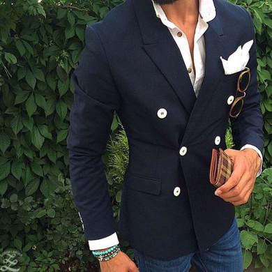 NYC BALLERS- Design Navy Blue Double Breasted Blazer,Sharpe with Jeans.