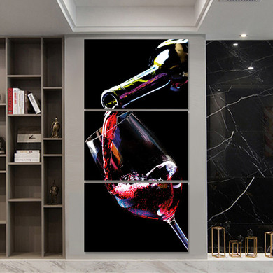 3 Pieces Wine Cupboard Bar Glass Posters Prints Painting Wall Art Canvas Painting Wall Pictures Living Room