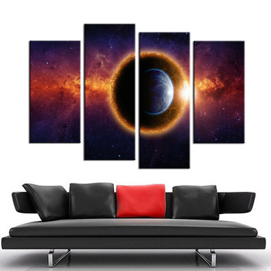 4 Piece Canvas Art Star Space Planet Canvas Print Painting Living Room Wall Art Printing On Canvas