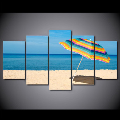 HD Printed 5 Piece Canvas Art Beach Painting Sea Poster Wall Pictures Living Room Home