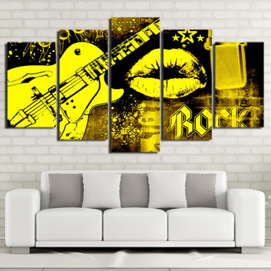 HD Printed 5 Piece Canvas Art Guitar Paintings Mouth Kiss Wall Pictures Modular Music Poster