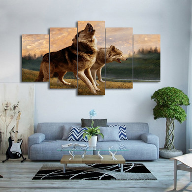 HD Printed 5 Piece Canvas Art Wolf Painting Large Poster Wall Pictures Living Room