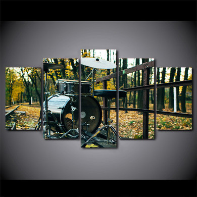 HD Printed 5 Piece Canvas Art Drums Music instrument Painting Forest Wall Pictures Living Room Modern