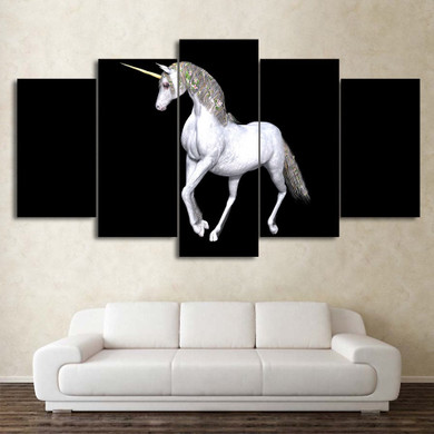 HD Printed 5 Piece Canvas Art Abstract White Horse Painting Wall Pictures Living Room