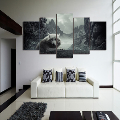 HD Printed White Wolf In The Mountains Painting Canvas Room Decoration Print Poster Picture HD Printed White Wolf In The Mountains Painting Canvas Room Decoration Print Poster Picture