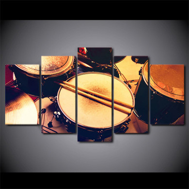 HD Printed 5 Piece Canvas Art Drum Set Music Instrument Painting Wall Pictures