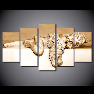 5 Panel Canvas Wall Art Sleeping Angel Painting Pictures For Living Room Posters Home